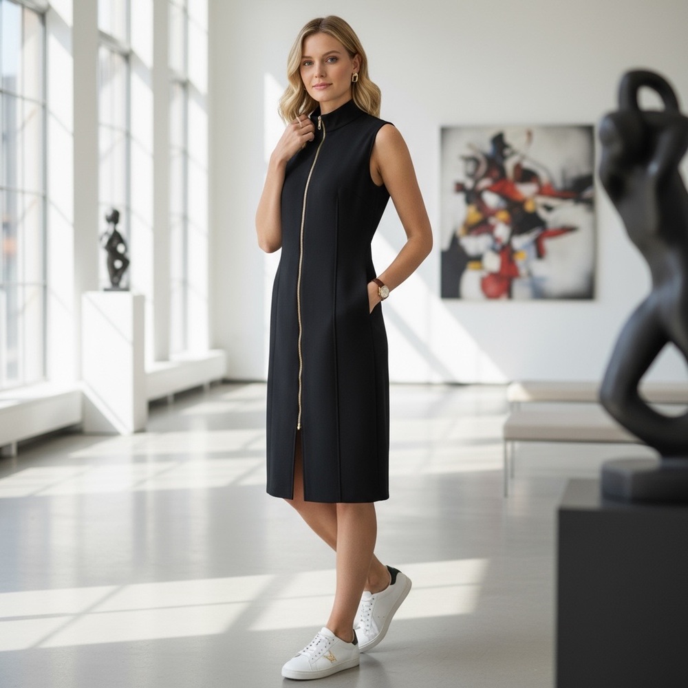 Tommy Hilfiger Black Sleeveless Midi Dress - Picture 3 of 7
